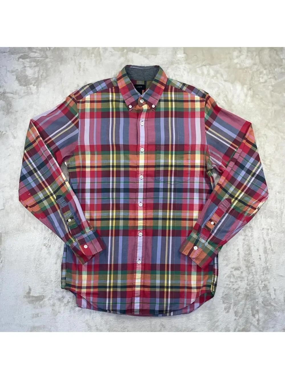J.Crew Mens Long Sleeve Summer Plaid Button Shirt Sz S /Pink-Multicolor/Casual